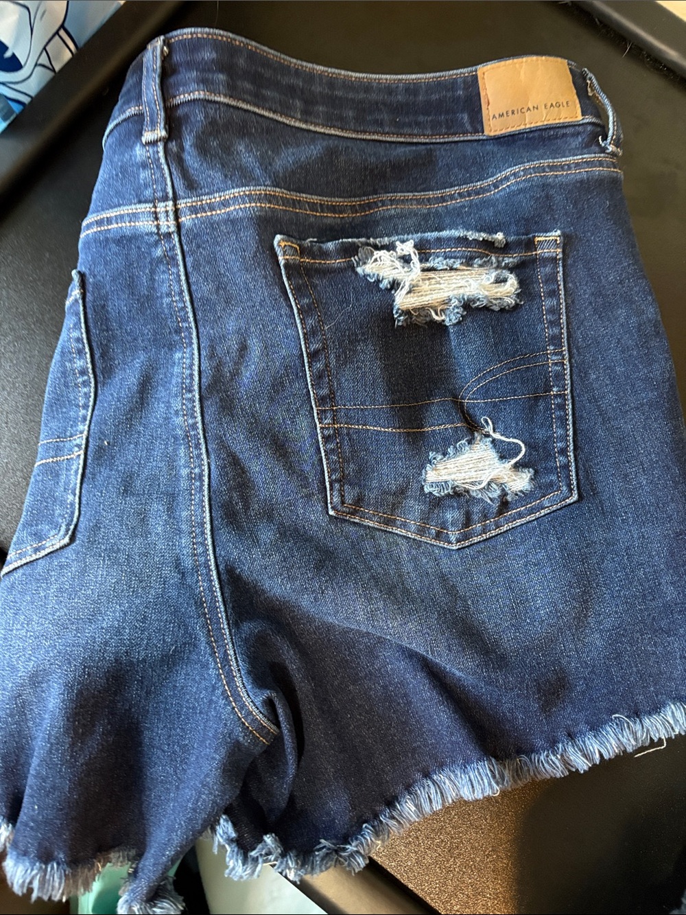 American Eagle Outfitters Indigo Distressed High-Rise Jean Shorts